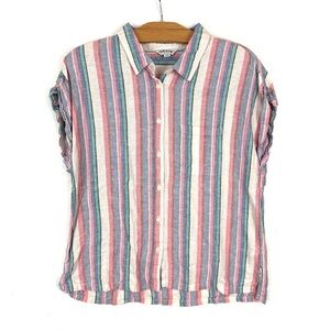 Orvis Multicolor Striped Linen Blend Button-Down Shirt